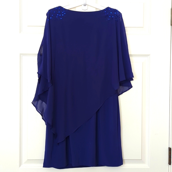 New SL Fashions SLNY Blue Sleeveless Mini Dress Top Layer With Beads 8P - Picture 4 of 11